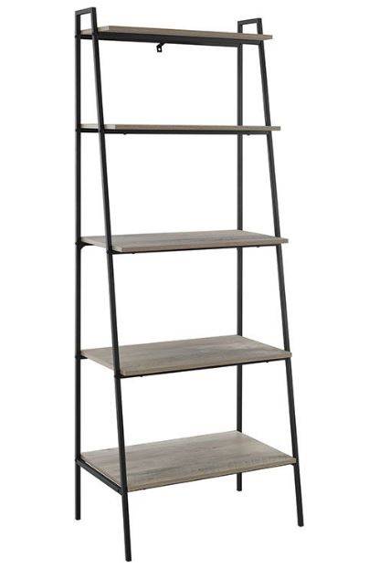 72 Urban Industrial Metal Wood, Walker Edison 4 Shelf Ladder Bookcase Black