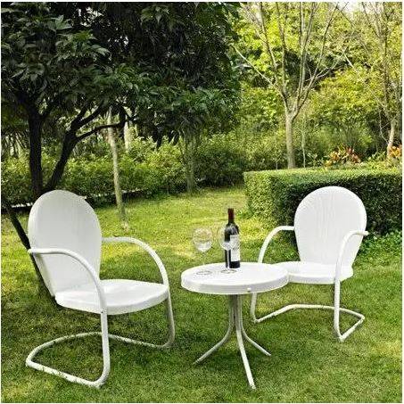 Griffith 3pc Outdoor Metal Armchair Set, Crosley Griffith Metal Outdoor Furniture