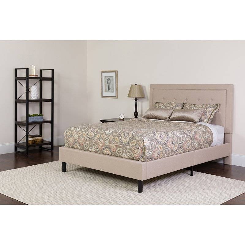 Tufted Upholstered Platform Bed, Upholstered Panel Bed King Size