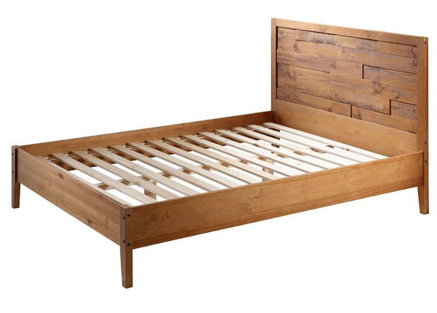 Transitional Plank Distressed Solid, Walker Edison Queen Bed Frame