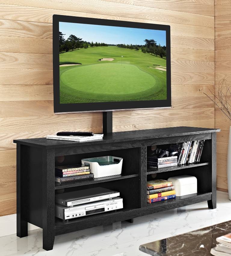 58 Wood Corner Tv Console With Mount, Wooden Corner Tv Stand With Mount