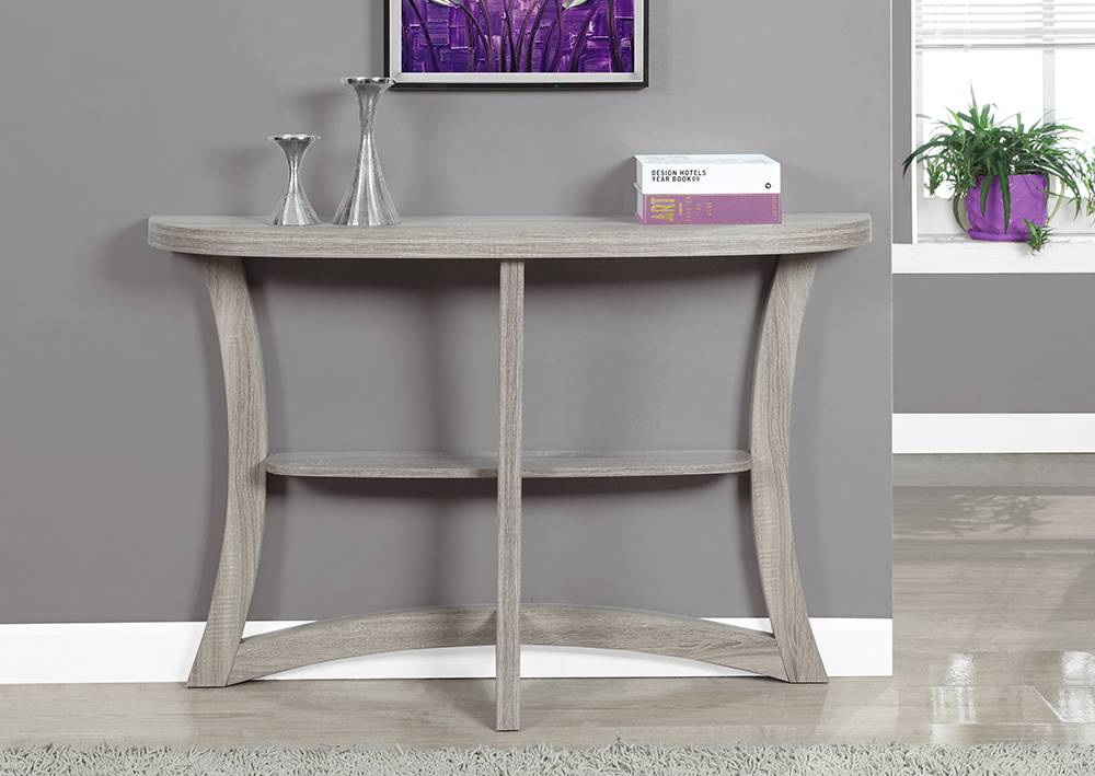 Monarch 47" Three Tier Hall Console Accent Table in Dark Taupe 