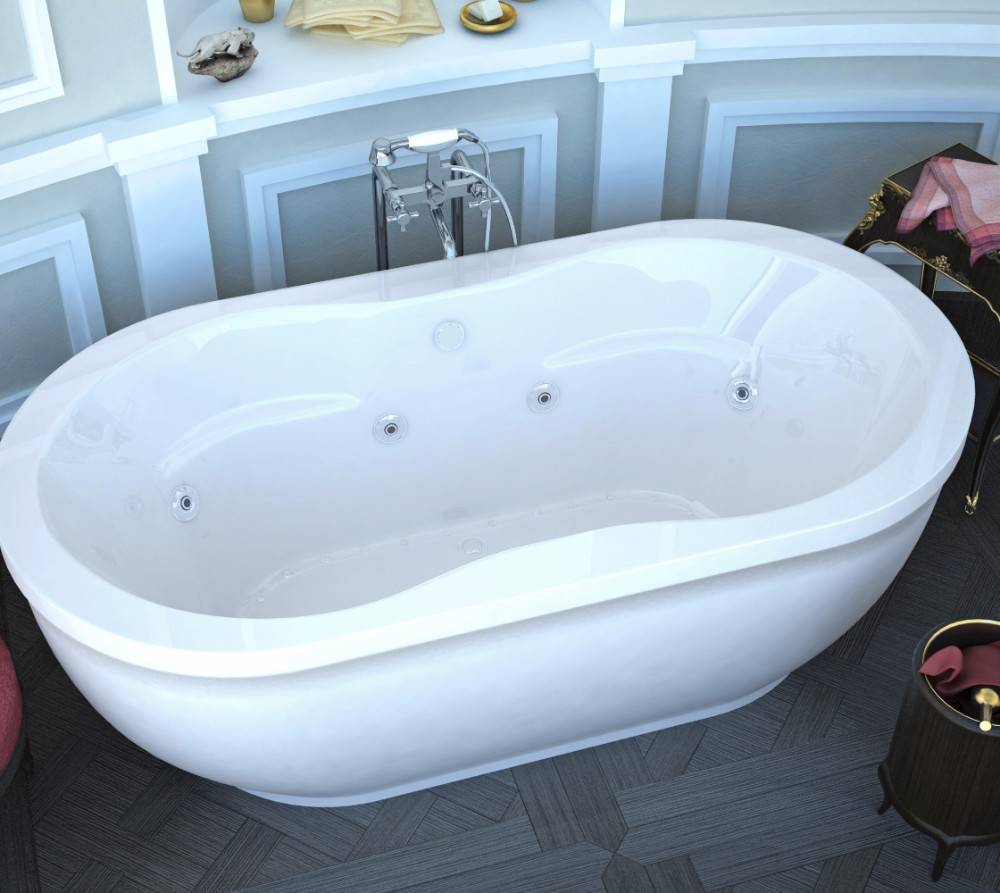Atlantis Whirlpools Embrace 34 X 71 Oval Freestanding Air And Whirlpool Water Jetted Bathtub 3471ad 