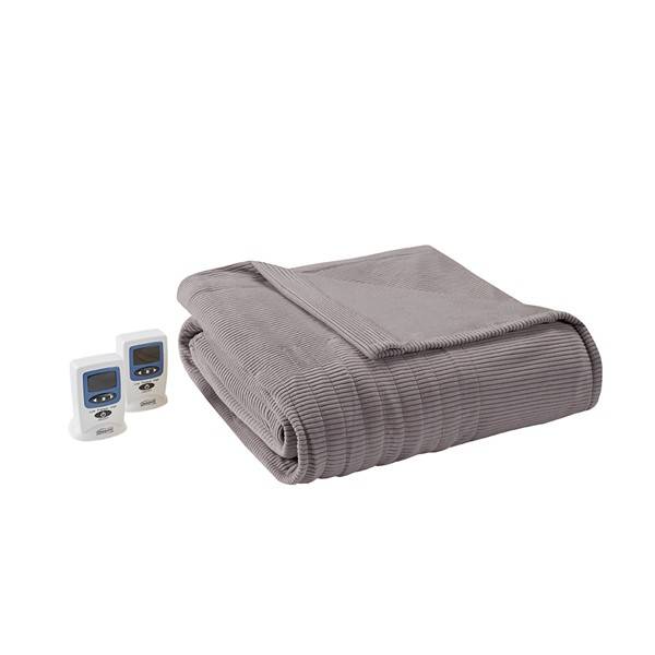 Beautyrest Washable Micro Fleece Electric Blanket - King/Gray