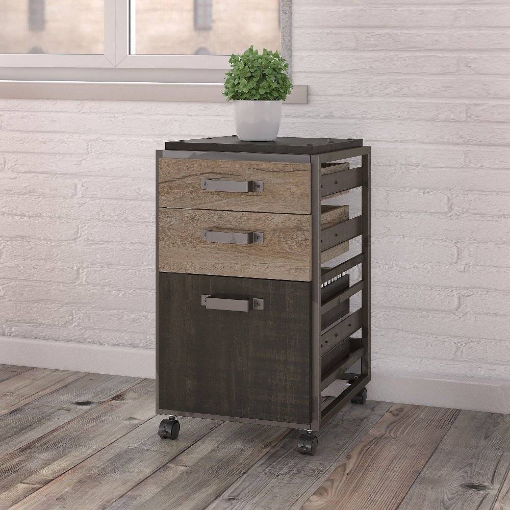 Bush Refinery 2 Drawer Lateral File Cabinet in Rustic Gray
