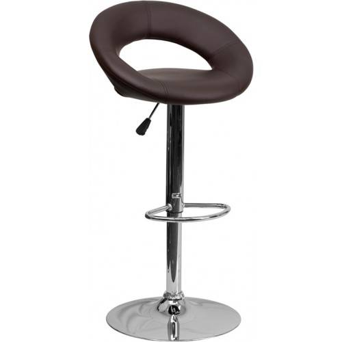 Adjustable Height Bar Stool, Round Seat Bar Stool With Back