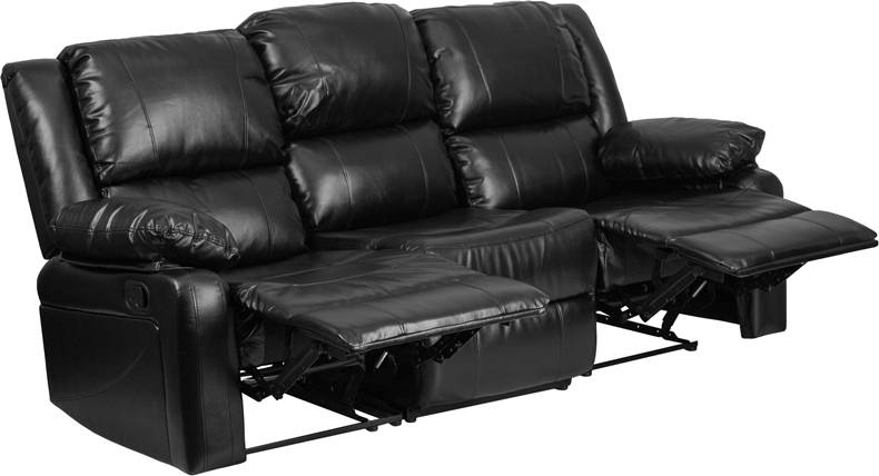 Harmony Series Black Leather Sofa W, Small Leather Reclining Sofa