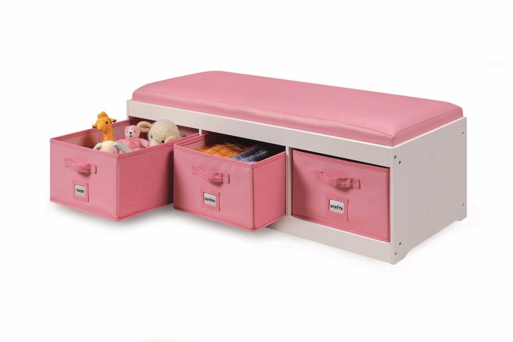 Badger Basket Kid S Storage Bench With Cushion 3 Bins Espresso 90910 for sale online 