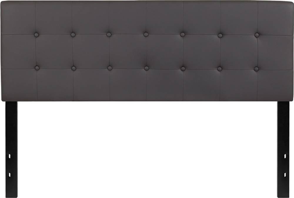 Lennox tufted upholstered queen size headboard in gray vinyl