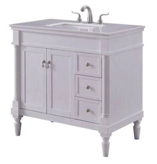 Lexington 36 Single Bathroom Vanity, 36 Antique White Bathroom Vanity