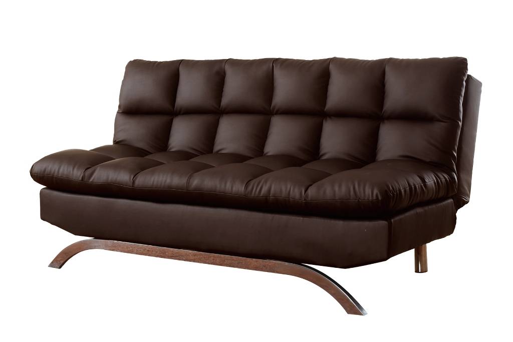 Lugo Plush Futon Sofa Bed Dark Brown, Plush Leather Sofa Bed