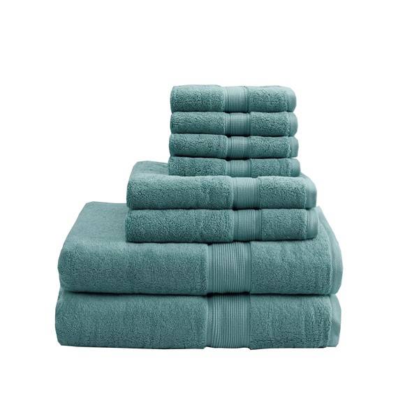 Madison Park Signature 800GSM 100% Cotton 8 Piece Towel Set in Dusty Green  - Olliix MPS73-194