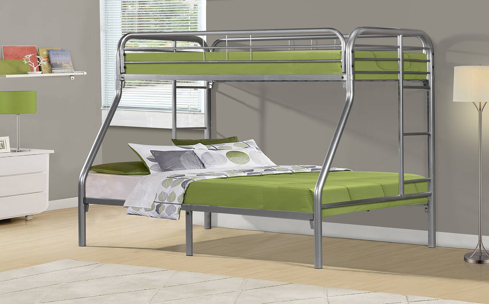Silver Metal Twin Full Bunk Bed Only, Specialty Bunk Beds