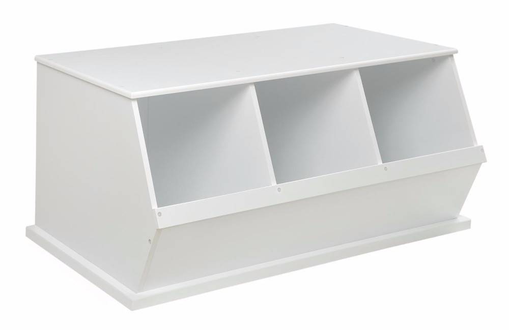 Three Bin Stackable Storage Cubby in White - Badger Basket 09778