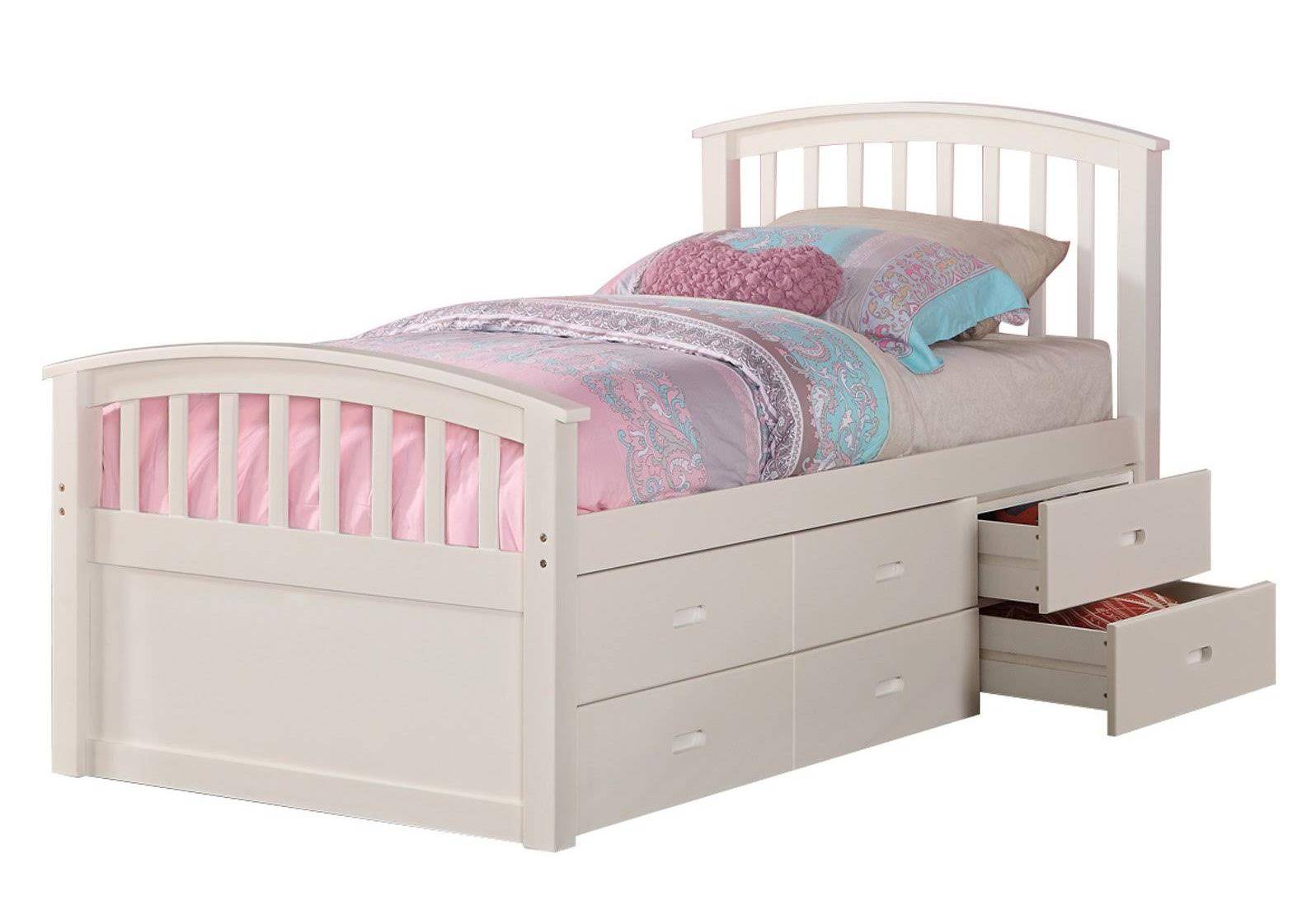 Twin 6 Drawer Storage Bed In White, Twin Bed White Storage