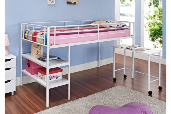 Twin Loft Bed With Desk And Shelves, Twin Loft Bed With Desk And Shelves