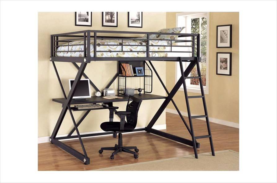Z Bedroom Full Size Loft Study Bunk Bed, Powell Bunk Beds With Desk