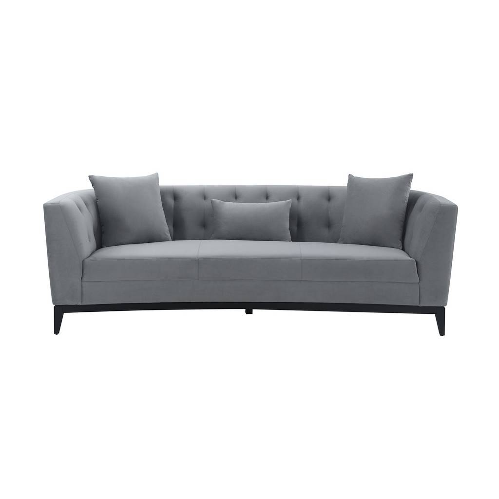 Melange Gray Velvet Sofa With Black, Armen Living Sofas