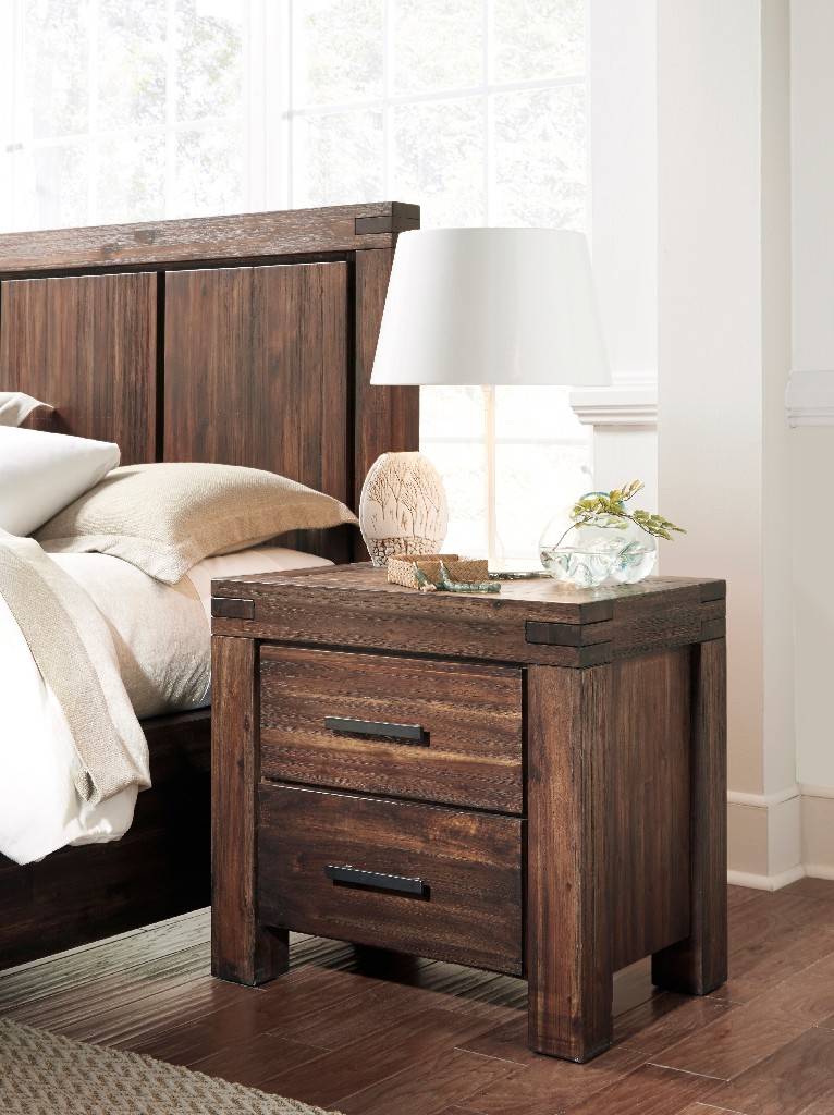 Meadow Two Drawer Solid Wood Nightstand in Brick Brown - Modus 3F4181
