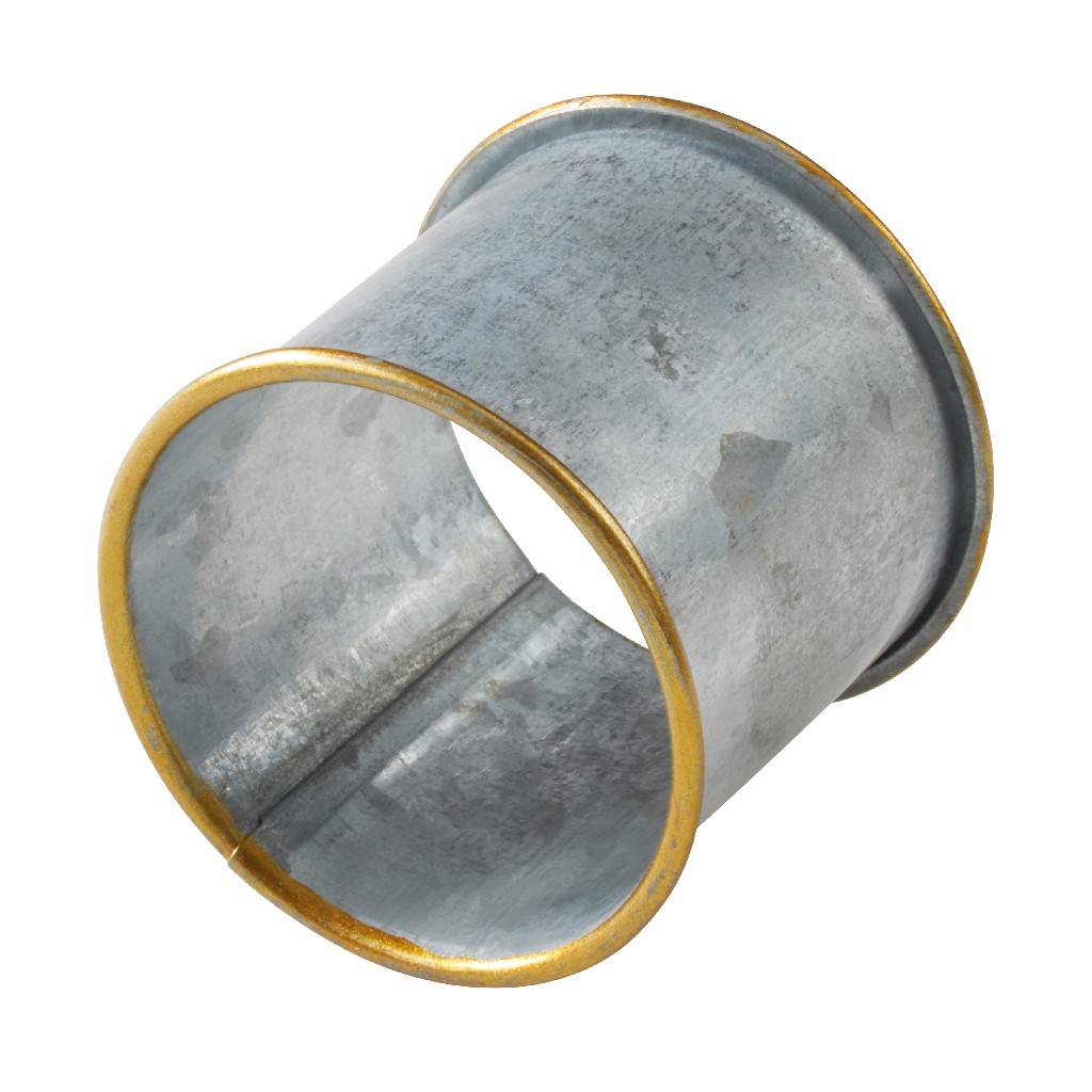 Gold Rim Galvanized Napkin Ring (Set of 4) - Saro Lifestyle NR483.S