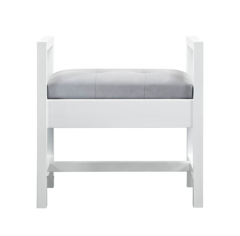 Addison 24.5" Upholsted Bench, Glossy White - James Martin E444-bnch-gw