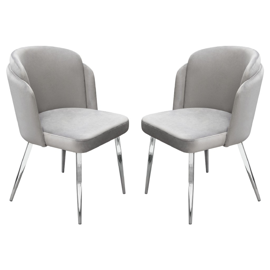 Diamond Sofa Dining Chairs Velvet Chrome Legs