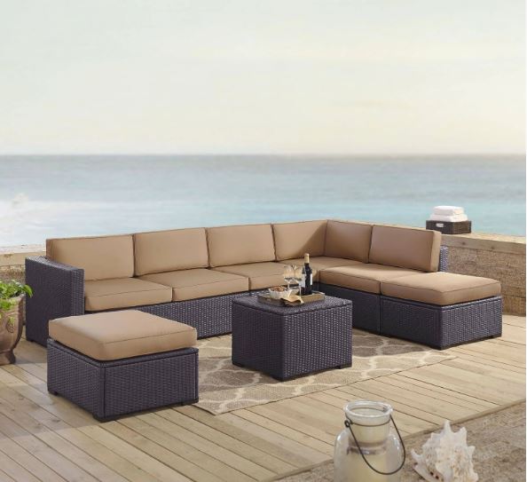 Outdoor Sectional Set Chair Coffee Table Loveseats Ottomans Crosley