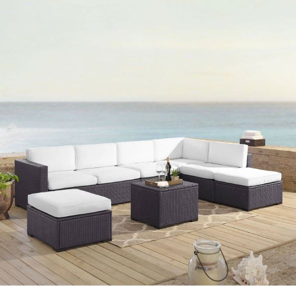 Outdoor Sectional Set Chair Coffee Table Loveseats Ottomans Crosley