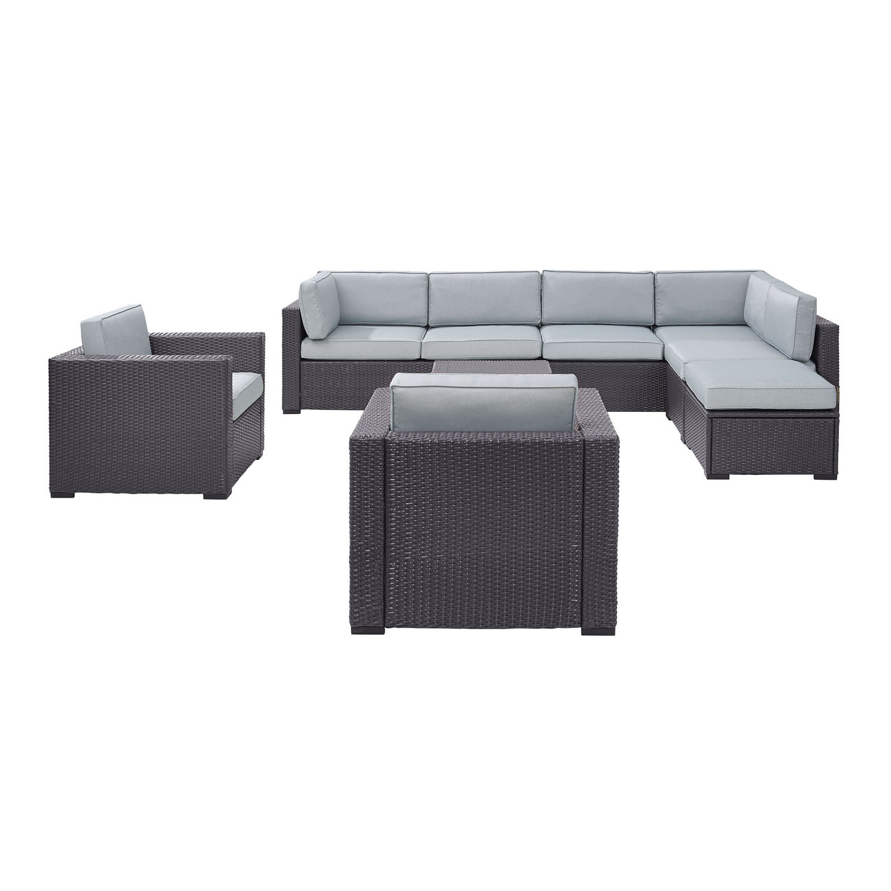 Outdoor Sectional Set Chair Coffee Table Ottoman Loveseats Crosley