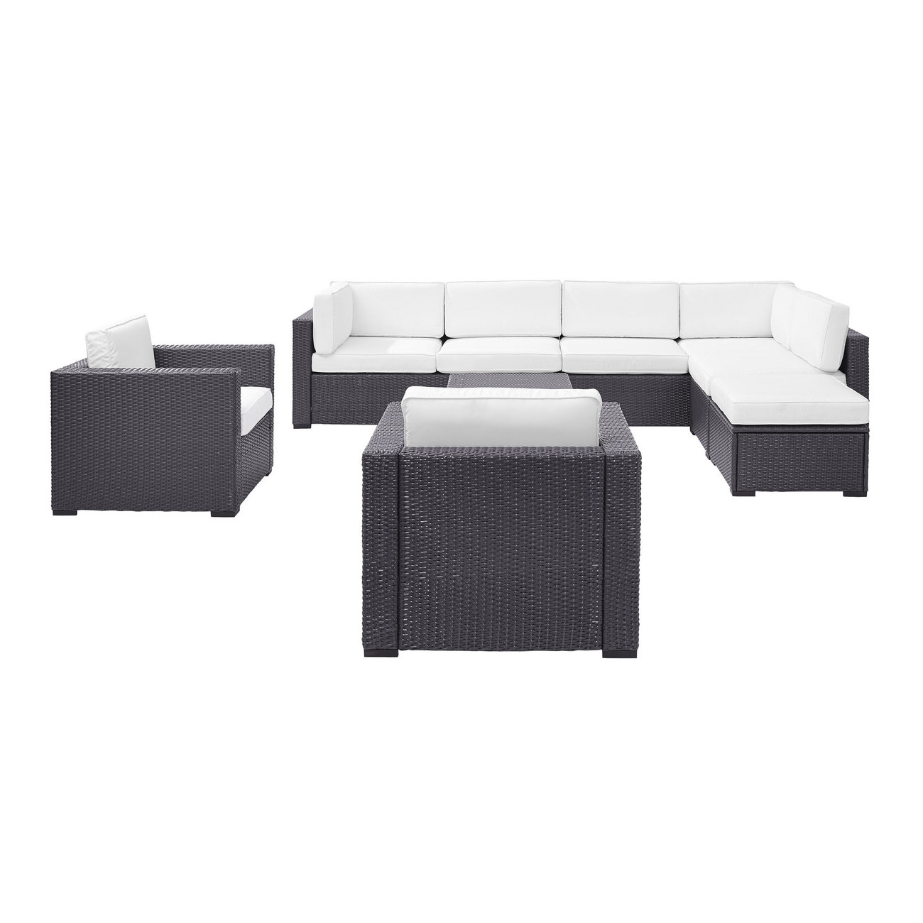 Outdoor Sectional Set Chair Coffee Table Ottoman Loveseats Arm Crosley