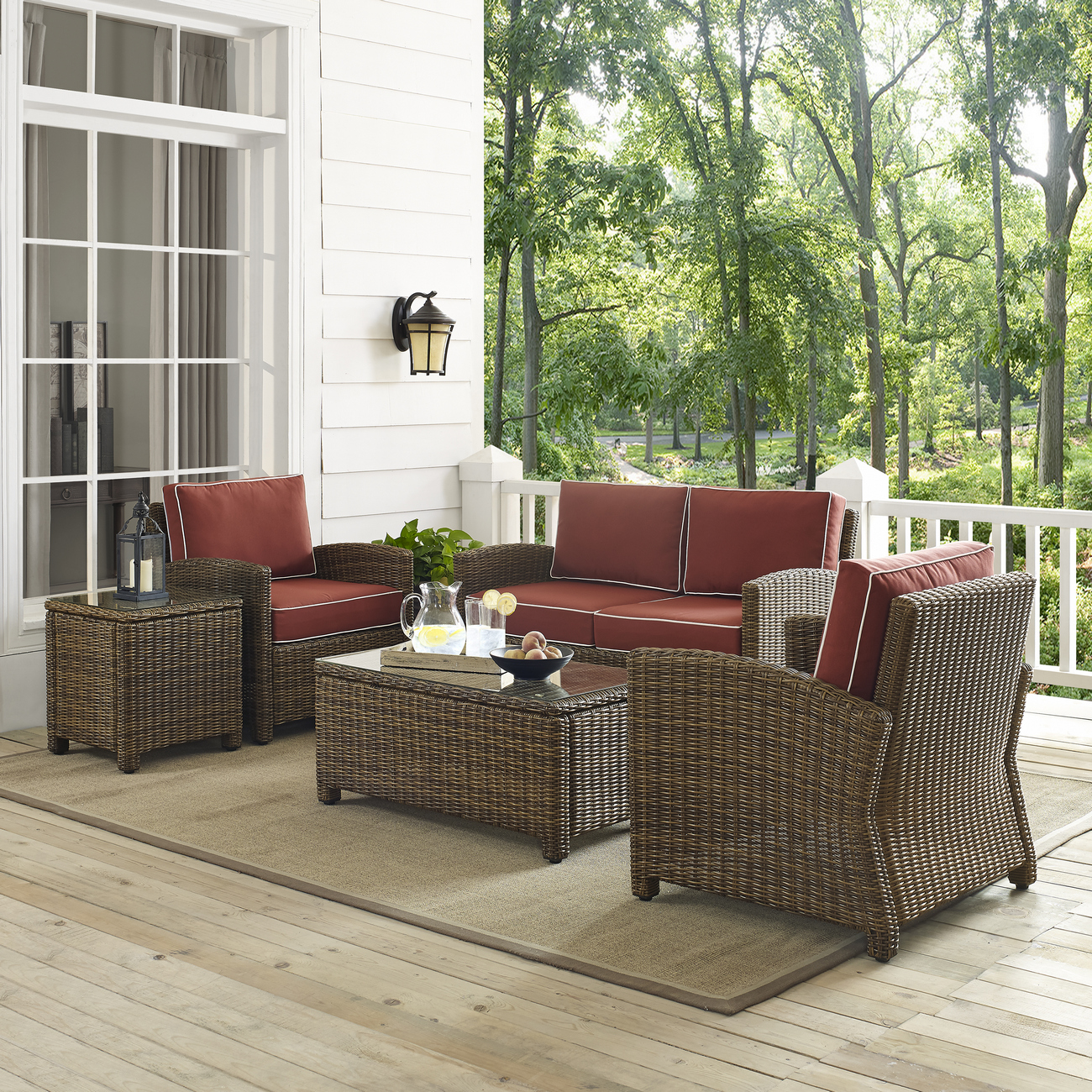 Outdoor Conversation Set Loveseat Side Table Coffee