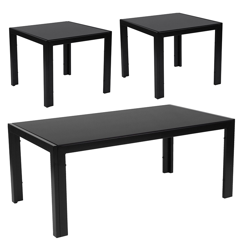 Collection | Furniture | Coffee | Flash | Metal | Glass | Table | Black | Leg | Set | Top