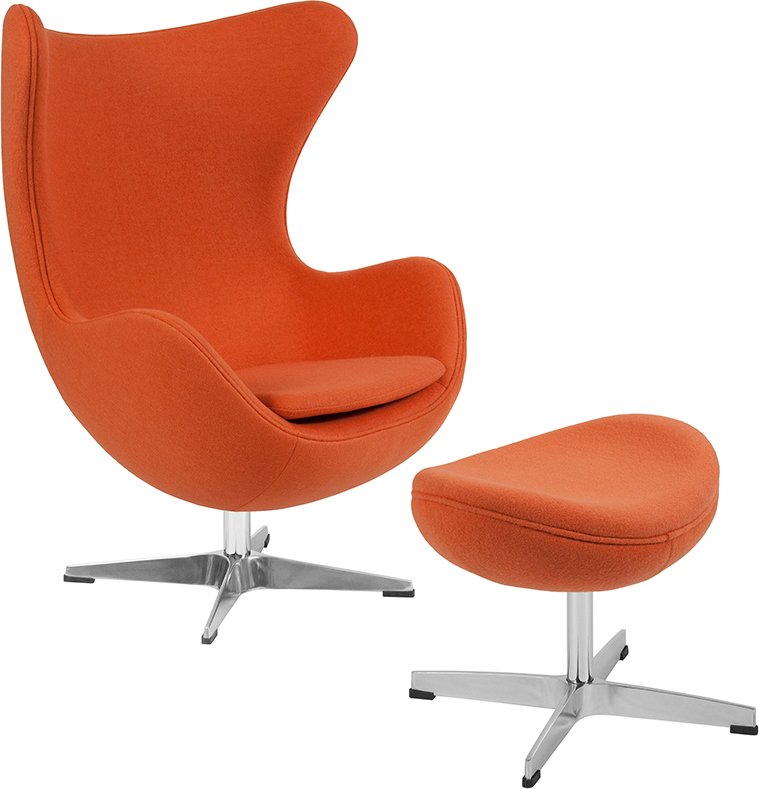 Orange Wool Fabric Egg Chair with Tilt-Lock Mechanism and Ottoman - Flash Furniture ZB-17-CH-OT-GG - Ottoman