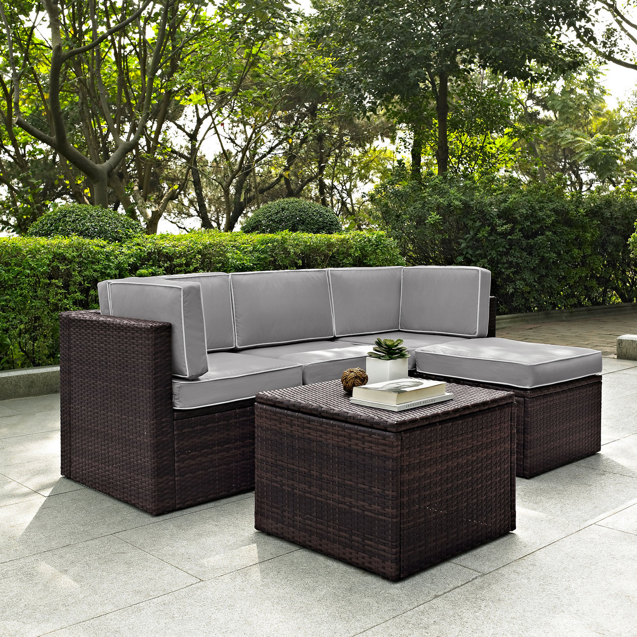 Outdoor Sectional Set Center Chair Ottoman Coffee Sectional