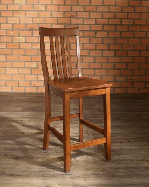 School House Bar Stool In Classic Cherry Finish W/ 24 Inch Seat Height. (set Of Two) - Crosley Cf500324-ch