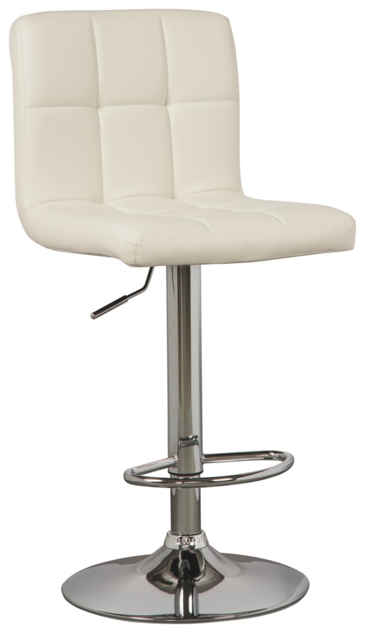 Signature Design Bellatier Tall Adjustable Height Barstool in White/Chrome (Set of 2) - Ashley Furniture D120-230