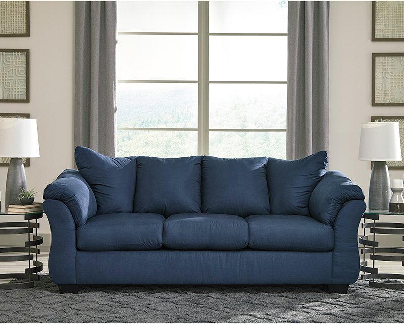 Signature Design by Ashley Darcy Sofa in Blue Microfiber - Flash Furniture FSD-1109SO-BLU-GG - Sofas