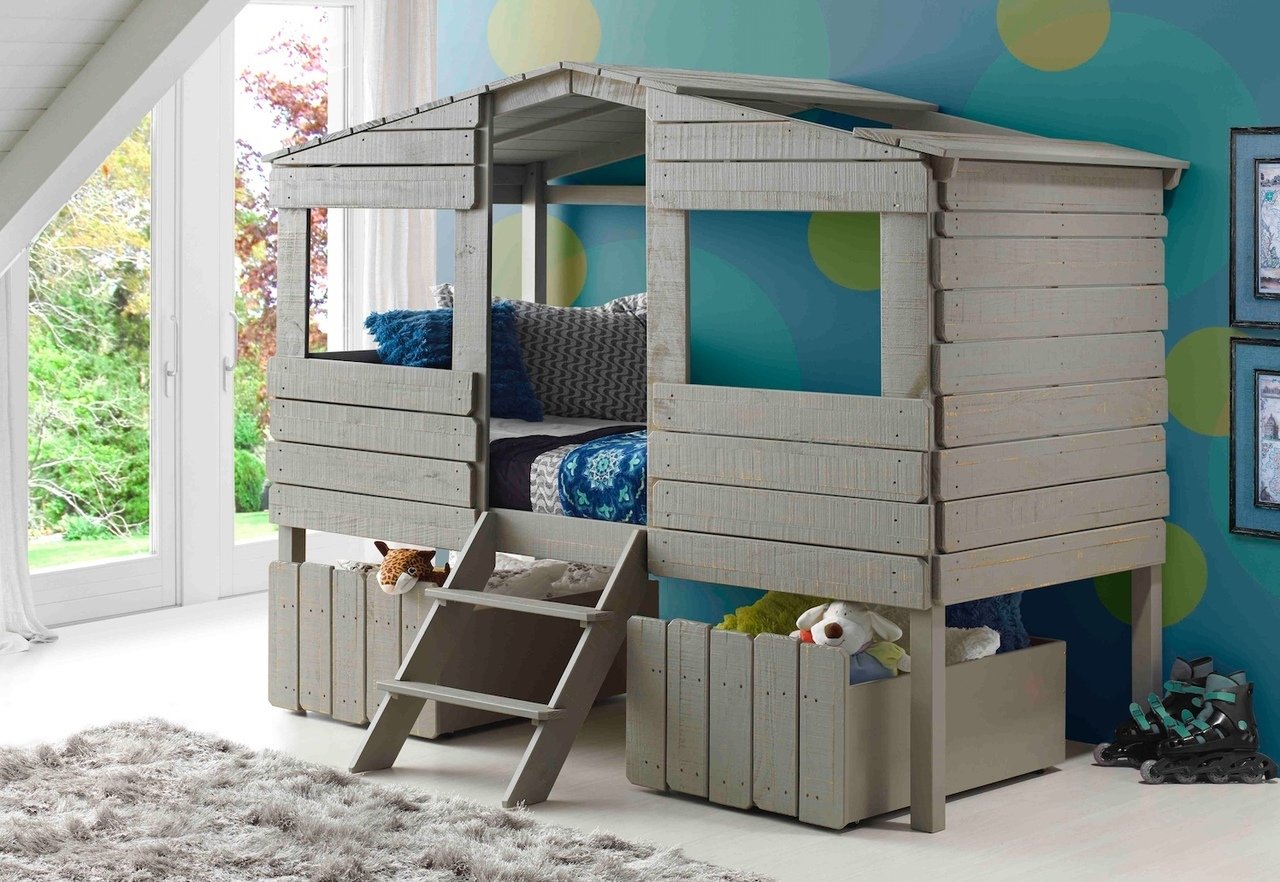 Twin Loft Bed Underbed Storage Donco Kids