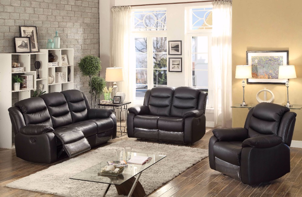 Leather Transitional Sofa Loveseat Glider Reclining