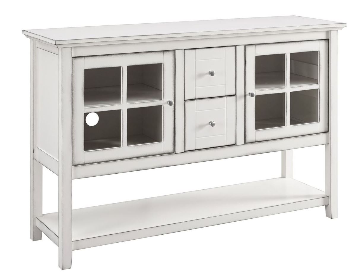 52" Wood Console Table Buffet / Tv Stand In Antique White - Walker Edison W52c4ctawh