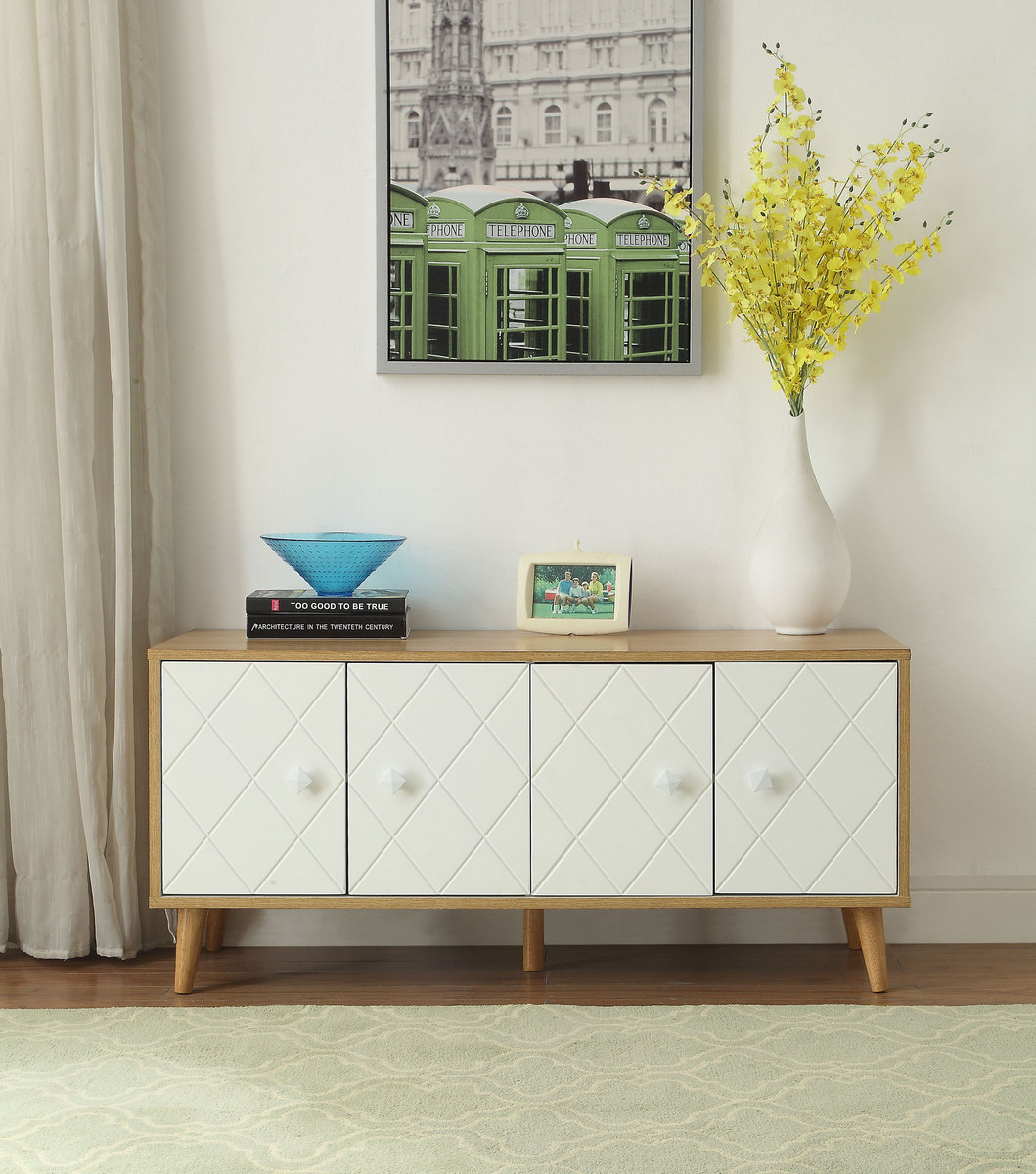 Anita Console Table In Natural & White - Acme Furniture 90165