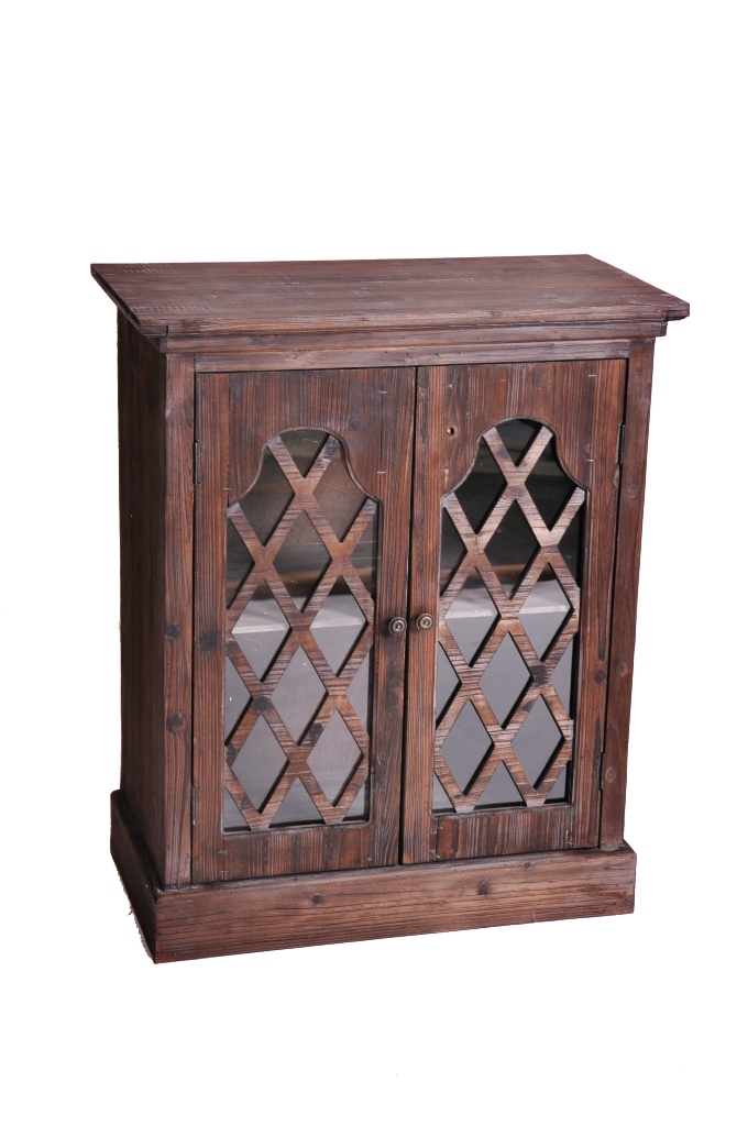Antique Brown Lattice Cabinet - Haven Designs Lwhw12431db
