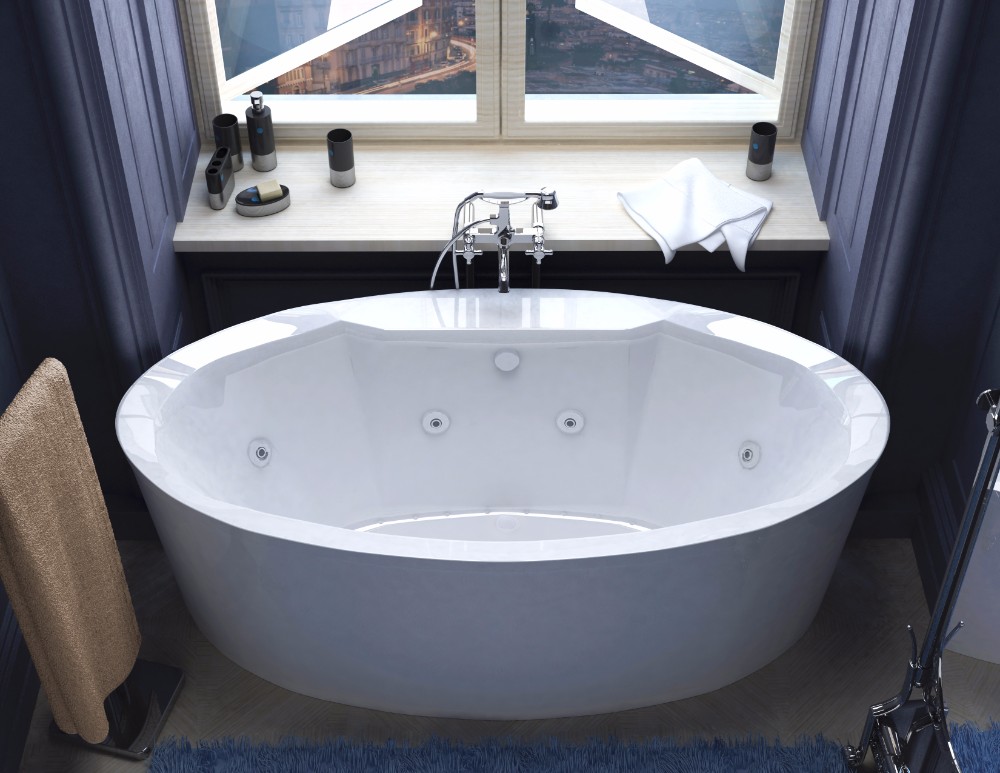 Oval Freestanding Air Whirlpool Water Jetted Bathtub