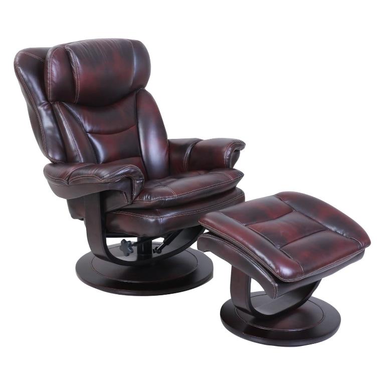 Pedestal Recliner Ottoman Plymouth Mahogany Leather
