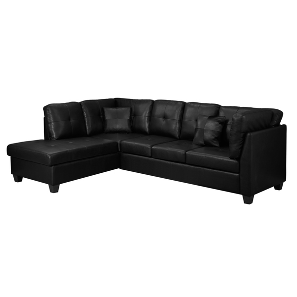 Monarch Specialties Black Bonded Leather Sofa Sectional