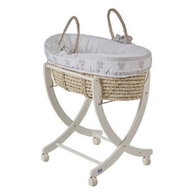 Blue Moses Basket W/ White Stand - Pali Design 5200-bl-wh