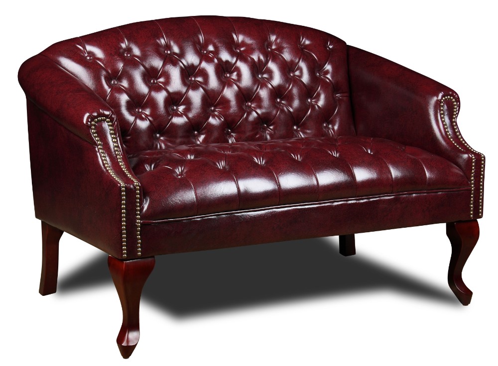 Boss Office Products Br99802-by Classic Traditional Button Tufted Loveseat. In Oxblood