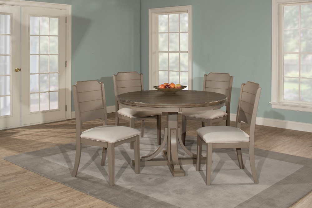 Round Dining Set Side Chairs Gray Hillsdale