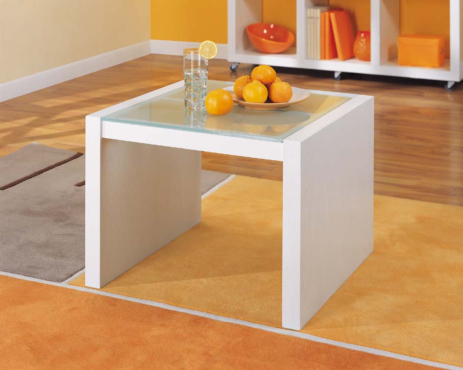 Coffee Table With Glass Top In White Finish Organize It All 39411
