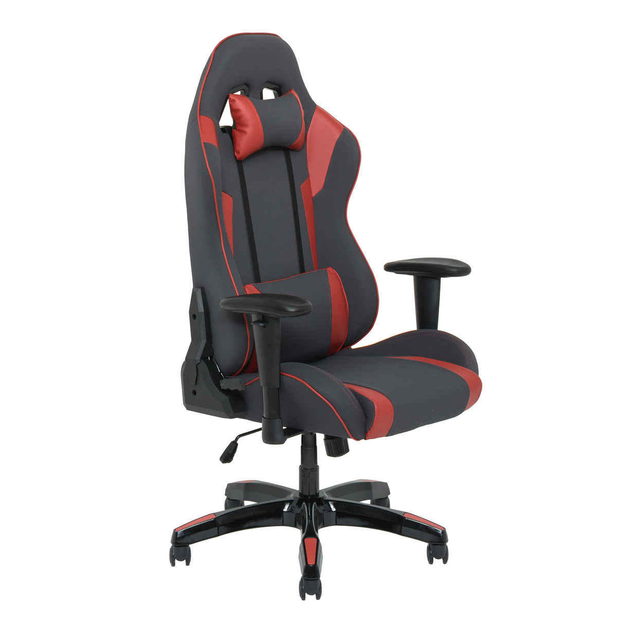 Corliving Lof-835-g Grey & Red High Back Ergonomic Gaming Chair, Height Adjustable Arms